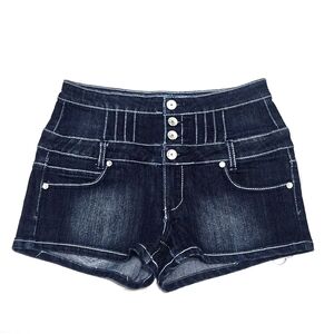 Denim Bell Button Shorts